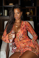 90'S BODYCON MINI DRESS - CORAL CATWALK - leopard bikini bottoms, latina bikini, one piece swimsuit, Leopard print Trousers, Latina bikini top, Bikini bottom, latina women bikini, sarong dress -  AIA SWIMWEAR