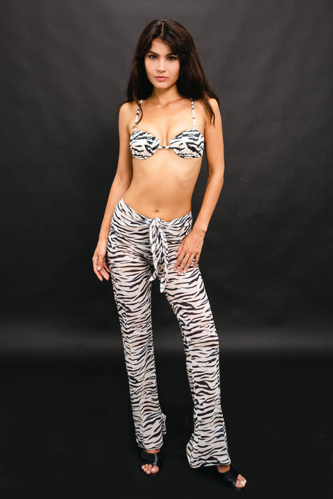 ISLAND TROUSERS ZEBRA ROYALE - leopard bikini bottoms, latina bikini, one piece swimsuit, Leopard print Trousers, Latina bikini top, Bikini bottom, latina women bikini, sarong dress -  AIA SWIMWEAR