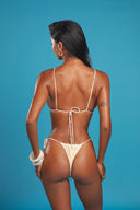 Baby Doll Butter Yellow triangle bikini Brazilian bottom — back view