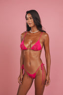 Baby Doll Hot Fuchsia triangle string bikini — side view