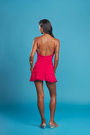 Made in Heaven Hot Fuchsia mini dress open back — back view