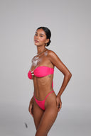 She Wears Pearls Hot Fuchsia bandeau top — side view