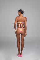 She Wears Pearls Pastel Retro Swirl bandeau top adjustable tie back — back view