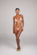 Sweet and Spicy hand-beaded triangle bikini set in Pastel Retro Swirl — front view