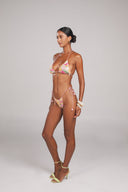 Sweet and Spicy beaded triangle bikini set Pastel Retro Swirl — side view